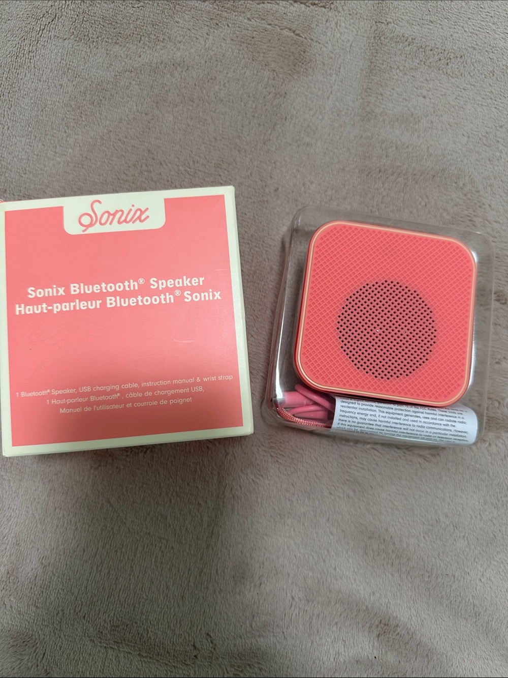 Sonix Coral Pink Portable Bluetooth Speaker with Wrist Strap